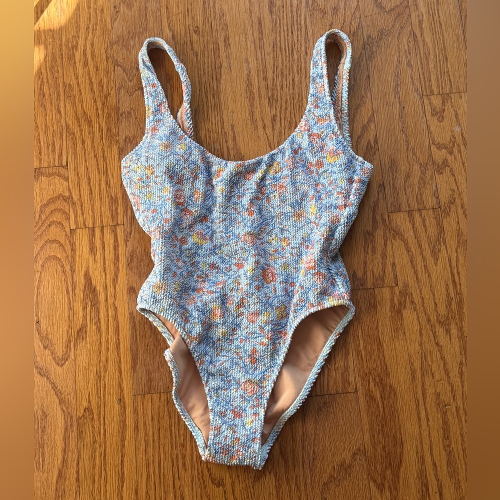 J. Crew Floral One Piece Swimsuit - Blue and Orange